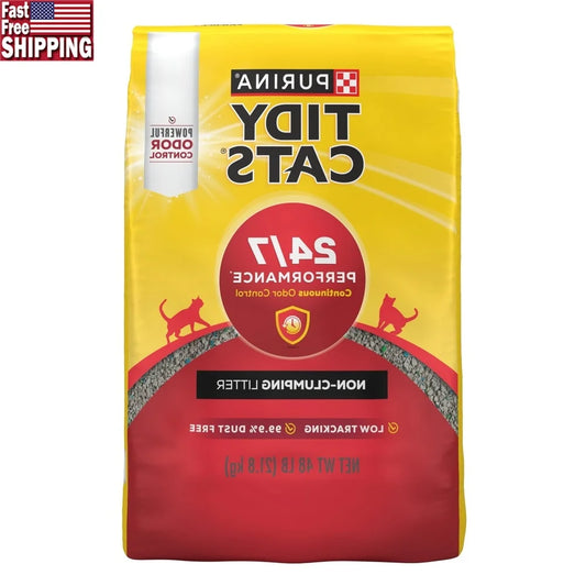 Multi-Cat Non-Clumping Cat Litter 48lb Odor Control Low Dust Clay Litter 24/7 Performance Moisture Absorption Fresh Scent